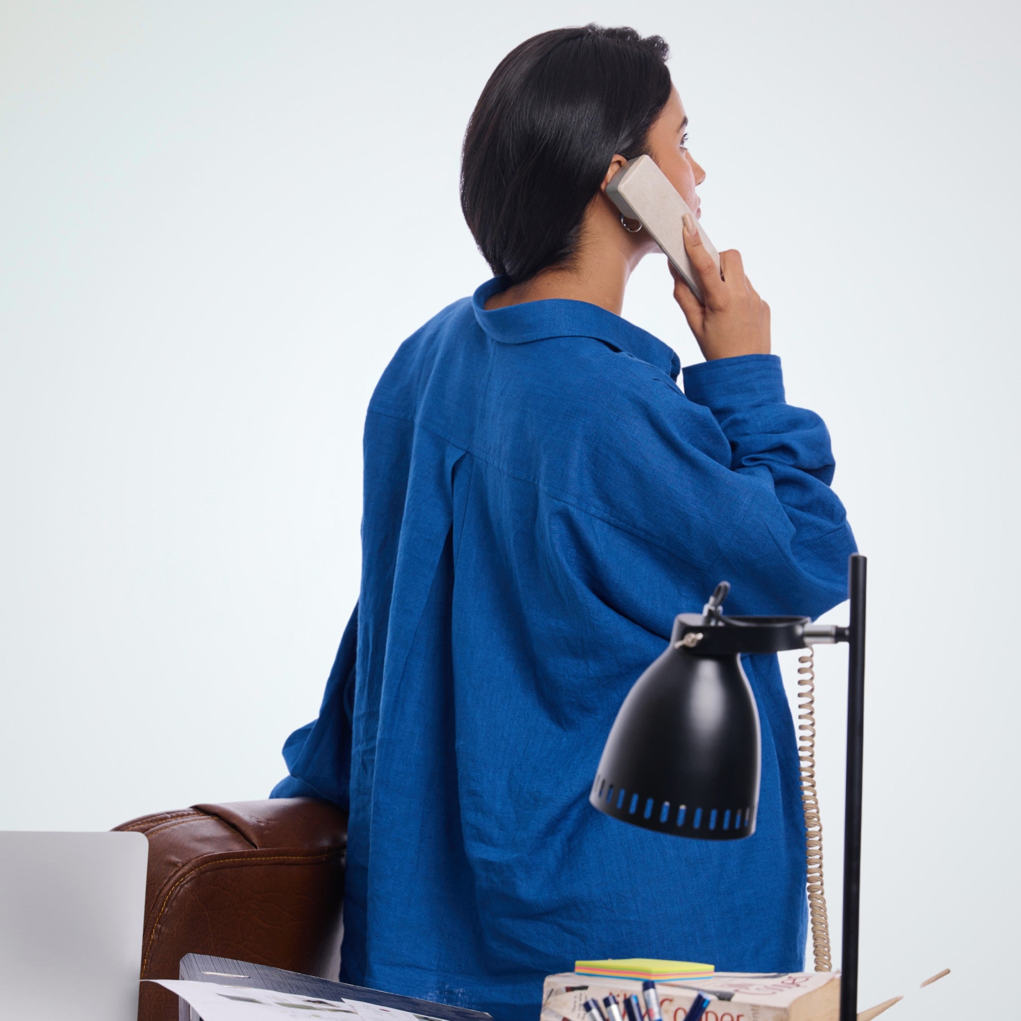 Smart casual indigo linen shirt with dropped shoulders and relaxed fit. Lightweight, breathable, and easy to move in for all-day comfort | Selfish Clarity