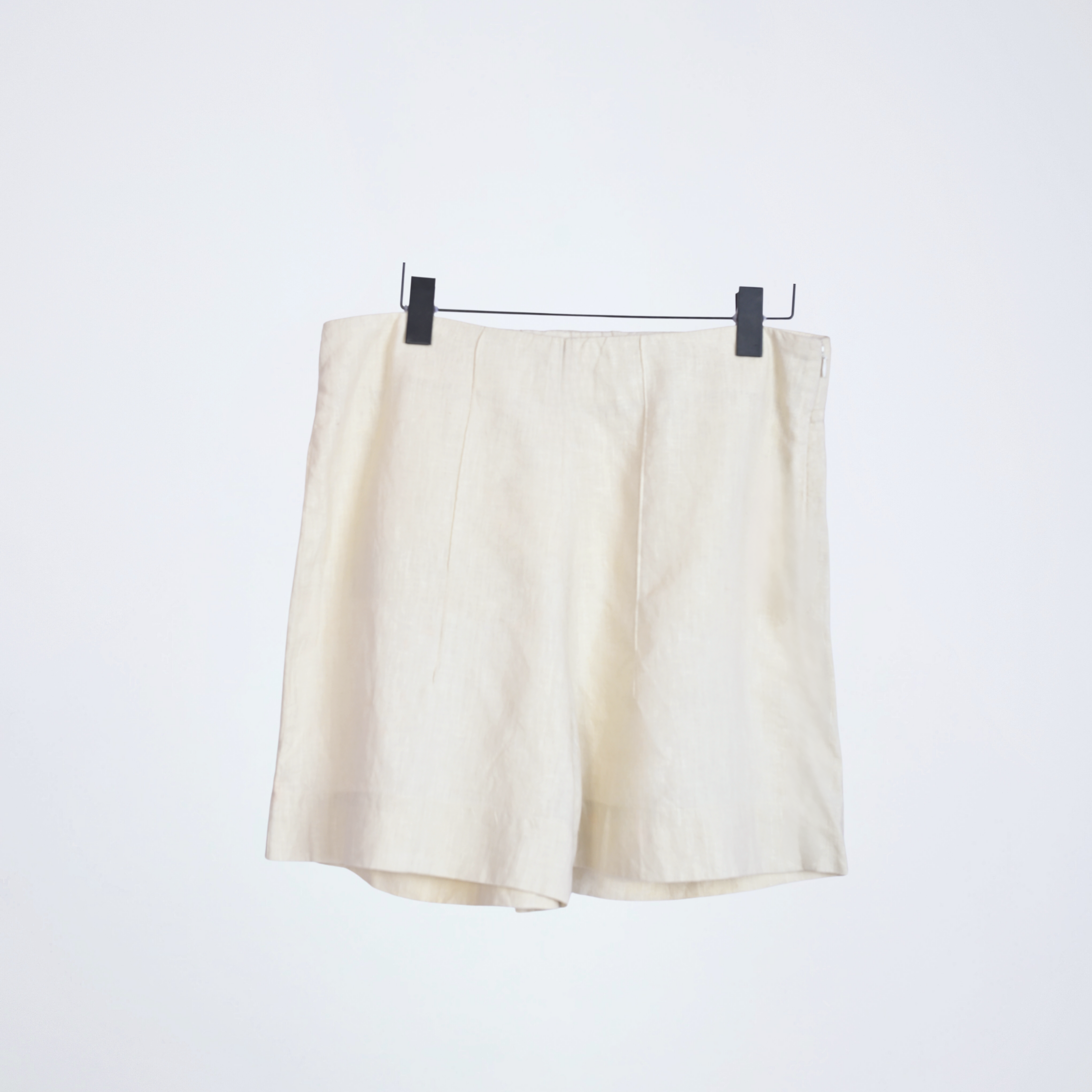 Pearl linen shorts with crisp structure and side-zip. Breathable, mid-rise, and versatile for adapting throughout your day | Selfish Clarity