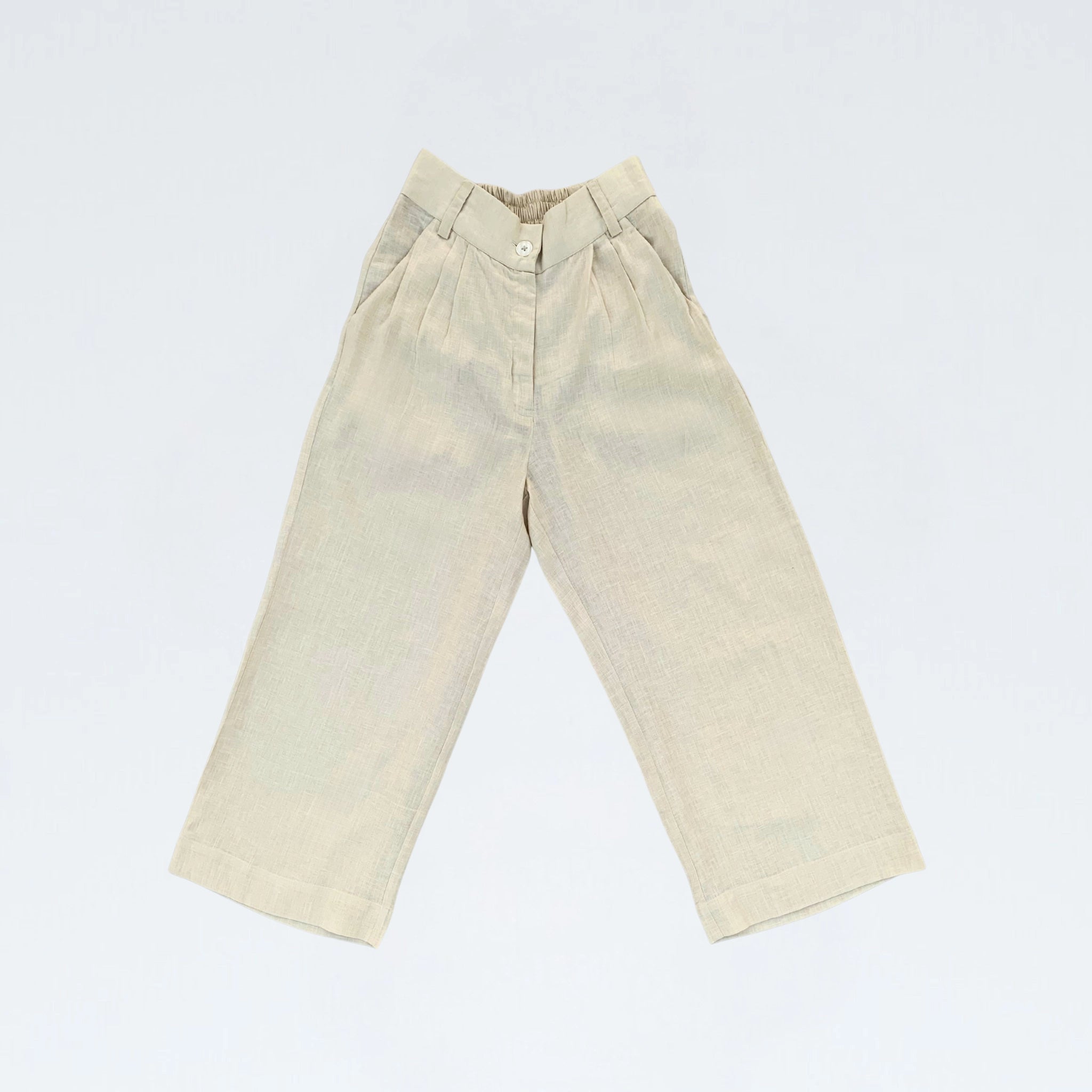 Pearl linen pants with soft pleats and a stretch waist. Lightweight, breathable, and roomy for all-day comfort and movement | Selfish Clarity