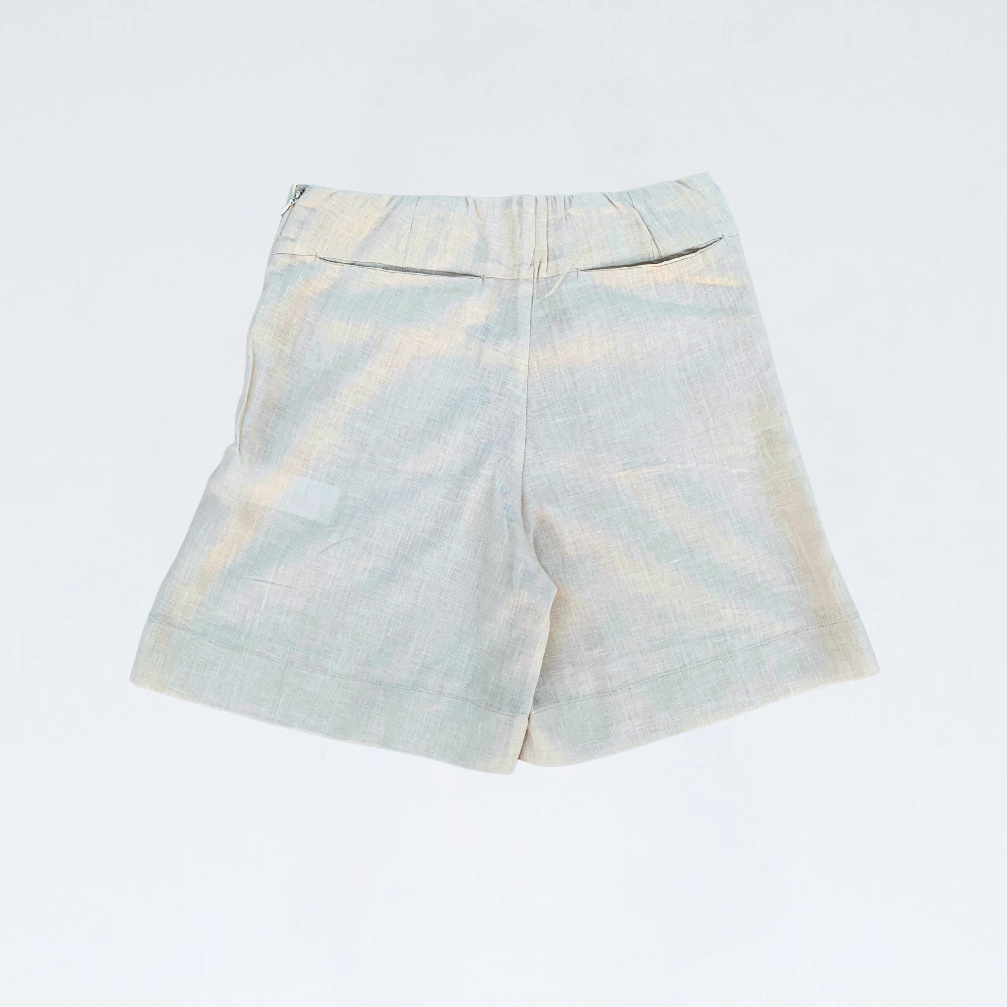 Pearl linen shorts with crisp structure and side-zip. Breathable, mid-rise, and versatile for adapting throughout your day | Selfish Clarity
