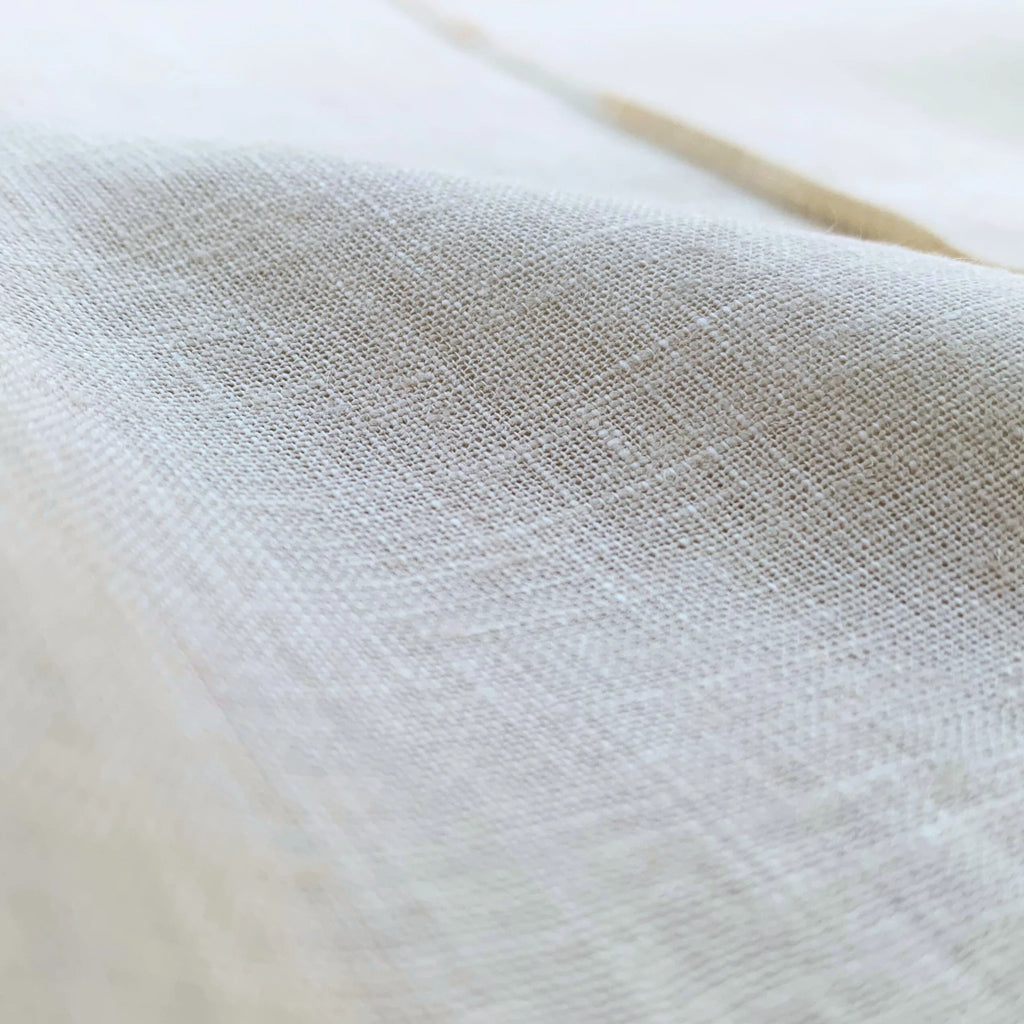 Close-up of textured pearl linen fabric