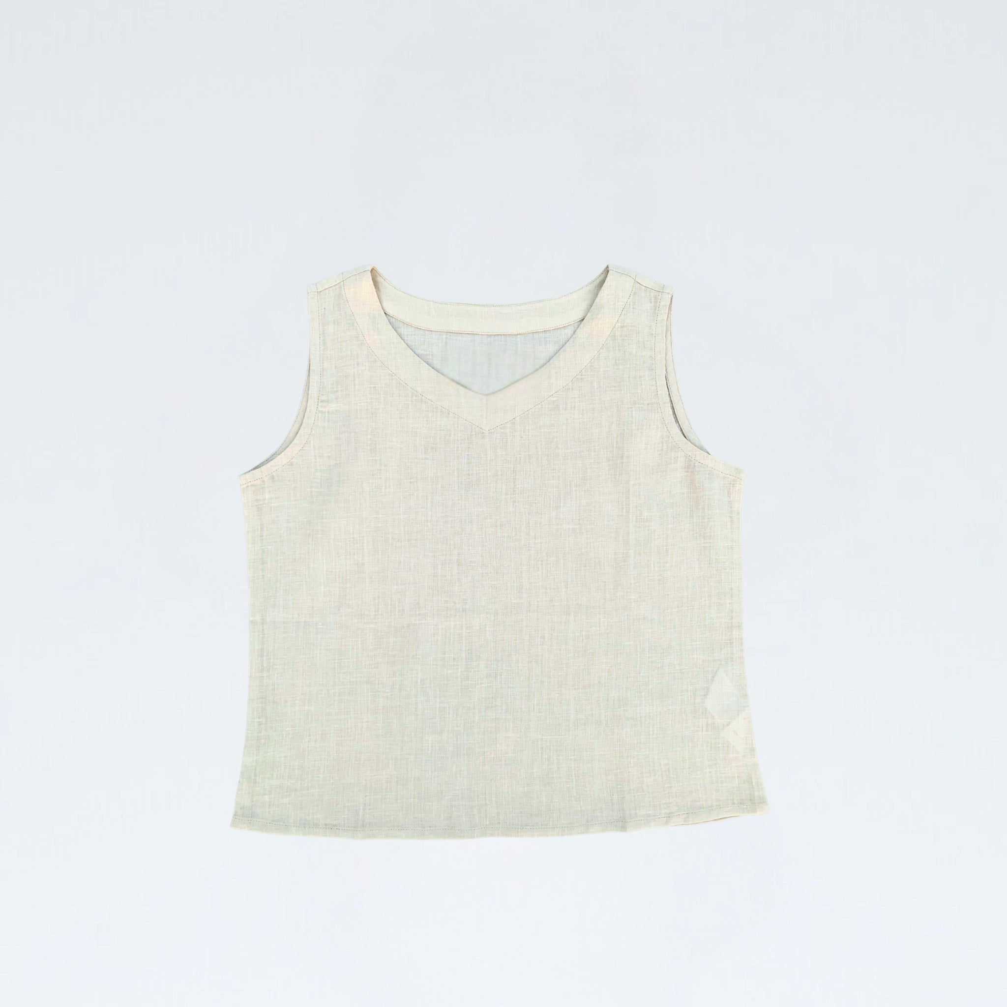Clean, breathable sleeveless pearl linen tank. Lightweight, relaxed fit for effortless comfort and layering through long days | Selfish Clarity
