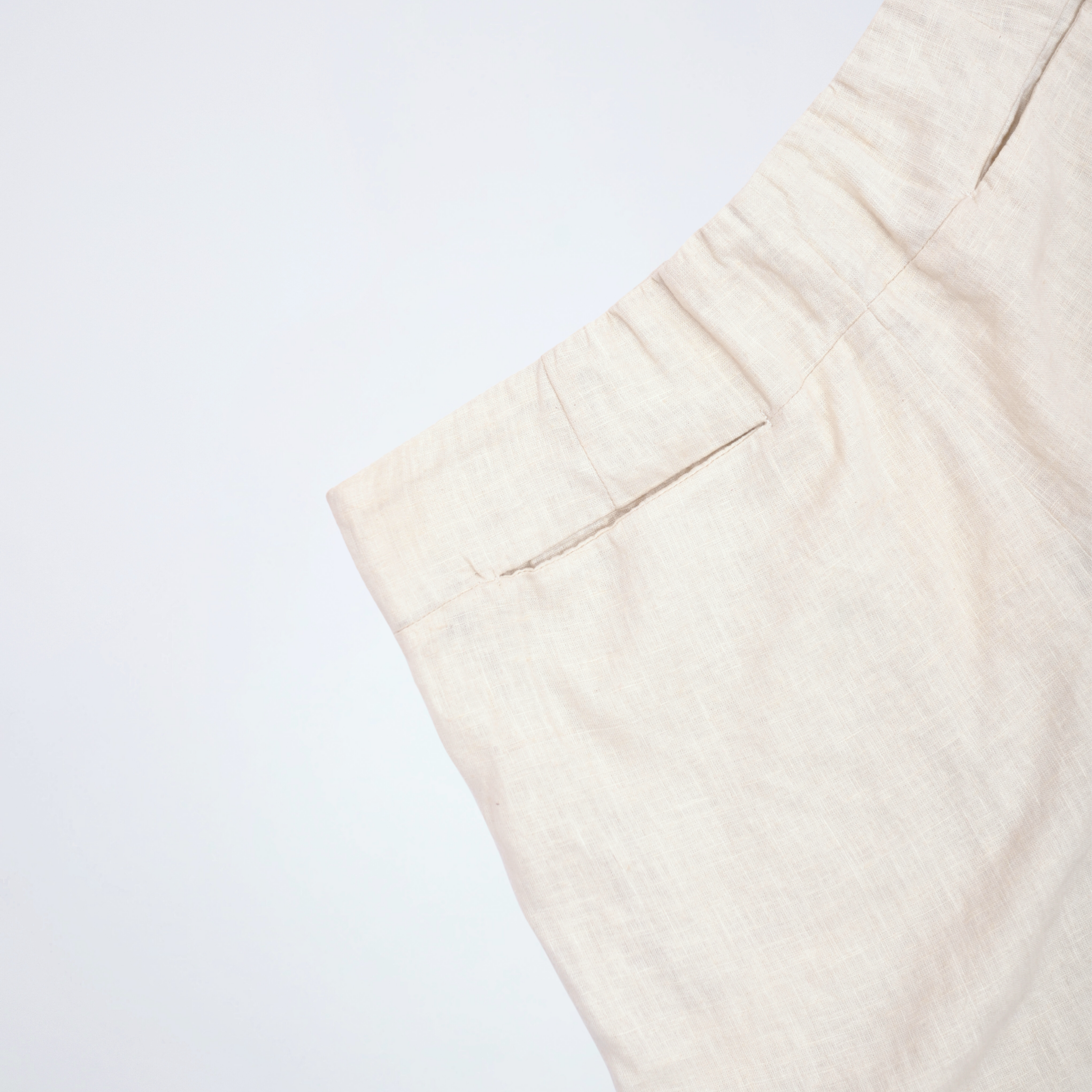 Pearl linen shorts with crisp structure and side-zip. Breathable, mid-rise, and versatile for adapting throughout your day | Selfish Clarity
